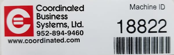 A Coordinated Business Systems Machine ID Sticker - you need this for your service call