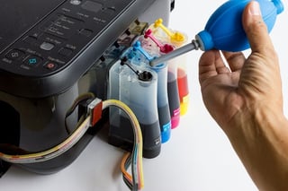 Infrequent use of your inkjet cartridges can cause the ink inside of them to dry out, causing a blockage between the ink and the nose in the printhead.